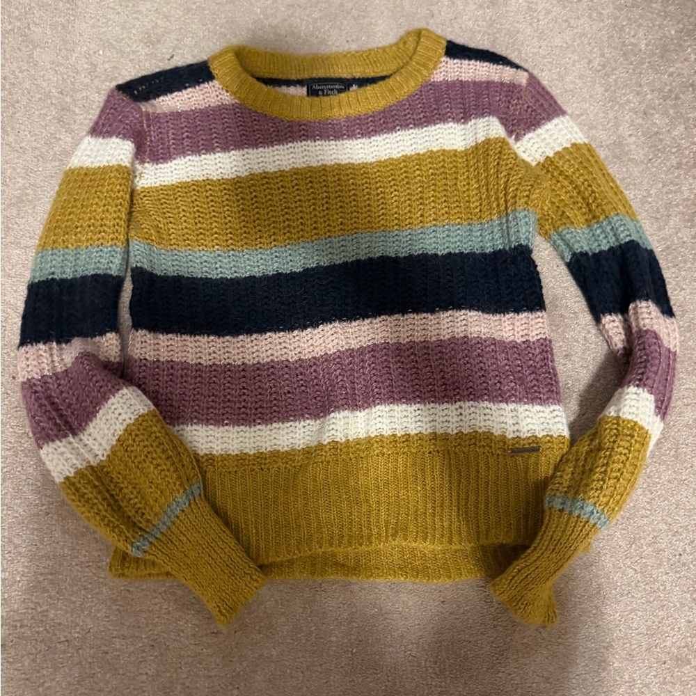 Abercrombie & Fitch Mustard and Pink Striped Sweater